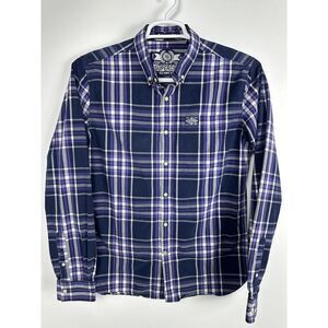 Superdry Men's‎ Long Sleeve Shirt Purple Casual Check Plaid Size Large